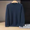 Suéter de cachemira estilo bebé para hombre, cuello alto medio, color liso, tejido grueso, casual y apto para negocios, capa base suave y cómoda