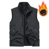 Chaleco de doble cara con forro polar de gran tamaño para hombre, chaleco de trabajo para exteriores, chaqueta cálida sin mangas para primavera y otoño, chaleco para hombre