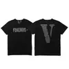 Camiseta de Verano Clásica de Manga Corta para Hombre Vlone Fog Mosaico Estampado Reflectante Marca de Moda V Grande Ajuste Holgado