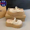 Sapatos Birkenstock com plataforma de sola grossa para aumentar a altura para mulheres baixinhas, casuais e versáteis, novos sandálias respiráveis de malha para o verão 2026