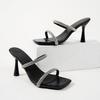 Pantuflas de Strass de Talla Grande Transfronterizas para Mujer 2025 Nuevas Sandalias de Tacón de Aguja de Verano para Exteriores Sandalias de Tacón Alto Venta al por Mayor