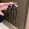 Brincos de Corrente Longa com Garras Exageradas Elegantes de Prata S925 com Strass para Mulheres Brincos com Franjas de Diamante Colorido Europeus e Americanos Brincos da Moda