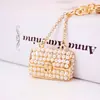 Cool Hee joyería bolso de mano con cadena de perlas para mujer llavero de novia llavero con colgante de metal pequeño regalo 264