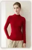 Suéter de punto 100% cachemir de primera línea listo para usar, cuello semi-alto, acanalado, top otoño/invierno, tejido, para mujer, color liso, elegante, simple, jersey