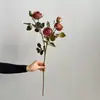 Rosas Vintage de Alta Calidad para Comercio Exterior, Flores Artificiales al por Mayor para Bodas y Decoración del Hogar, Flores Artificiales de Rosa Vintage de 5 Cabezas