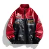 5588 Otoño Nuevo Chaqueta de Motocicleta de Marca Americana de Moda para Hombre Chaqueta de Cuero con Cuello Alto Simple Versátil Chaqueta de Cuero de Moda Holgada