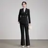 Terno feminino profissional com calça flare, novo estilo outono e inverno 2026, vestuário formal de alta qualidade para o dia a dia e trabalho, transfronteiriço