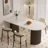 Encimera de Isla Semicircular Mesa de Comedor de Losa de Roca Sillas de Comedor Combinación para el Hogar Mesa de Comedor de Celebridad de Internet para Apartamento Pequeño Simple de Lujo Ligero Moderno Italiano
