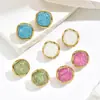 Aretes Cuadrados Irregulares Estilo Ins con Marco Dorado y Acabado Agrietado en Cuatro Colores, Aretes de Lujo Alto Gama con un Diseño Único y Estilo Versátil