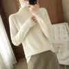Suéter de Lana 100% en Rebaja para Mujer, Suéter de Cuello Alto, Nueva Camiseta Básica de Punto para Otoño e Invierno, Top Clásico