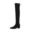 Nuevas Botas Largas de Otoño Serie Miu para Mujer, Botas Elásticas Hasta la Rodilla con Tacón Grueso de 5 cm, Botas de Tacón Alto Adelgazantes y Antideslizantes para Mujer