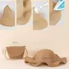 Set de sombrero de playa y bolso transfronterizo, sombrero de sol de verano de ala ancha, protección UV, sombrero de paja tejido con lazo de lino