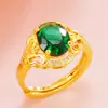 Anel de Cristal de Zircônia Colorida Micro-Incrustado Transfronteiriço, Ouro de Areia Vietnamita, Moda Europeia e Americana Anel Ajustável para Mulheres Banhado a Cobre Ouro 24K