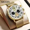 MEGIR venta al por mayor transfronteriza y dropshipping cronógrafo de tres ojos y seis manecillas reloj de cuarzo reloj para hombre 2249