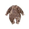 No hay devoluciones ni cambiosMono de Bebé con Estampado de Leopardo, Stylish Mameluco de Punto Engrosado para Invierno, Moderno para Bebés Niñas