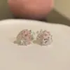 Exquisitos y Compactos Pendientes de Tachuela Corazón de Fresa con Circonita para Mujer con un Diseño Dulce y de Moda