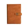 Set de regalo personalizado de cuadernos de negocios con relieve dorado, hebilla con patrón de ventana de piel de oveja, logo y páginas rayadas para reuniones