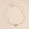 Collar Cruzado de Acero de Titanio Princesa Fugitiva Perla Lazo Collar en Capas Perla Mariposa Cadena para Clavícula Animal
