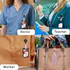 Porta-Crachá Retrátil de Fabricante Transfronteiriço Clipe de Identificação Rotativo Médico Porta-Crachá de Identificação com Estampa de Leopardo Dupla Face Clipe Retrátil