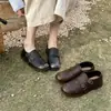2026 Verano Nuevo Estilo Hebilla de Cuero Tallada Zapatos de Cuero de Tacón Grueso Mocasines de Piel Genuina para Mujer Zapatos de Trabajo