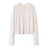 Cardigan de Punto de Lana Fina de Cuello Redondo para Mujer, Nuevo de Primavera, Color Sólido, Delgado, Estilo Artístico, Suéter Exterior con Temperamento