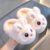 Pantuflas de Algodón de Invierno para Niños y Niñas, Conejo, Cálidas, con Felpa Adicional, para el Hogar, Peludas, para Padres e Hijos, Lindas, de Bebé, con Talón Cerrado, Zapatos de Algodón