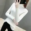 Nuevo Jersey de Punto Blanco de Cuello Alto para Mujer, Otoño e Invierno 2023, Suéter Elegante de Manga Larga, Negro Talla Única