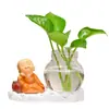 Hui Le Pequeño Monje Rábano Verde Florero Hidropónico Contenedor de Flores de Vidrio Adorno de Decoración de Escritorio Creativo Templo Zona Escénica Regalo