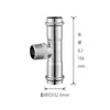 Conector de Tres Vías de Acero Inoxidable 316L Estándar Nacional, Conector de Conversión de Tres Vías, Conector de Tres Vías con Rosca Externa Doble Engarzado