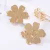 Pendientes Metálicos de Flor Grandes ZA Exagerados Sencillos Tridimensionales Transfronterizos Estilo Lujo Ligero Temperamento Versátiles para Uso Diario Mujer