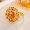 Anillo de micro girasol transfronterizo Long Rui Europa y Estados Unidos anillo de diamantes dorados para damas anillo de moda de lujo ligero ventas directas de fábrica