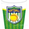 Mm150 Pelota Deportiva de Softbol Hockey Niño Cumpleaños Vajilla para 8 Personas Juego de 4 Piezas Plato de Papel Vaso de Papel