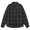 Camisa de cuadros transfronteriza para hombre, primavera y otoño, estilo retro americano, camisa de manga larga con un corte limpio y una capa exterior con cuello