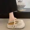 Mules de verano para mujer estilo Birkenstock de suela gruesa, puntera cerrada, nuevo diseño versátil que combina bien con faldas, sandalias tejidas de malla transpirable