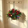 Festival de Natal Cesta Suspensa Bola de Natal Decoração de Atmosfera de Festa para Casa Pátio Decoração Externa Cesta Suspensa