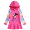 Vestido de Algodón Nuevo de Dibujos Animados Arcoíris para Niñas, Sudadera con Capucha de Manga Larga para Niños, Vestido de Princesa, Primavera y Otoño 2026