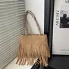 Bolso de Hombro Cruzado Estilo Extranjero con Borlas para Mujer 2025 Nueva Moda Versátil Simple Casual para el Día a Día