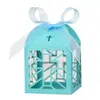Caixa de doces em formato de cruz oca para comércio exterior, papel perolado branco gelo, caixa de presente para doces de chocolate para batizado, casamento e festa