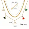 Collar multicapa de acero inoxidable con cerezas, estilo europeo y americano, transfronterizo, para mujer, cadena para la clavícula con forma de cuadrado geométrico y hoja de ginkgo en forma de abanico