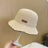 Sombrero de Pescador para Mujer Primavera y Verano Nuevo Etiqueta de Letra Tejido Sombrero Cubeta Transpirable Ins Estilo Coreano Más Fácil de Combinar Plegable Sombrero para el Sol