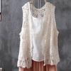 2023 Novo Original Xale Crochê Vazado Artístico Vintage Colete Feminino Algodão Puro Respirável Solto Cardigan Externo Feminino