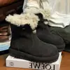 Botas de nieve cálidas con forro de forro polar esmerilado para mujer 2026 Estilo coreano moderno nuevas botas cortas de invierno vintage con punta ancha y suela gruesa tipo Birkenstock