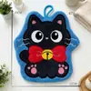 Nova toalha de mão criativa de gato preto, fofa e espessa em veludo coral, absorvente e de secagem rápida para uso na cozinha e no banheiro, não tem cheiro ruim