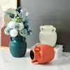Jarrón de Plástico Creativo Nórdico Decoración para Sala de Estar en Casa Flor Seca Arreglo Floral Resistente a Caídas Cerámica de Imitación Transfronterizo Caliente Jarrón