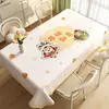 Mantel estilo crema, impermeable y a prueba de aceite, no necesita lavado, nuevo mantel para mesa de comedor estilo chino de Año Nuevo, PVC, lujo ligero, sensación de alta gama, tela para mesa de centro