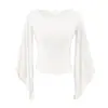 26153-2026 Estilo Nuevo Primavera/Verano Top Casual de Hombros Descubiertos Puro Deseo para Mujer Ajustado Sexy Adelgazante Camiseta de Manga Larga