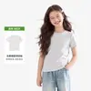 Camiseta de verano de manga corta y cuello redondo para mujer y niños, con corte regular, alta elasticidad, tacto cómodo y un diseño relajado y sin restricciones. Un top básico de color liso