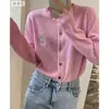 Cardigan de Caxemira Novo para Primavera e Outono Feminino Solto Emagrecedor Temperamento Camisola Camada Outerwear Bordado Malha Versátil Estilo Coreano