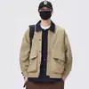 Jaqueta Masculina de Costura Falsa Duas Peças Primavera e Outono 2025 Nova Versão Larga Moda Casual Designer Jaqueta de Trabalho Masculina