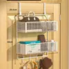 Colgador detrás de la puerta, artefacto para abrigos y sombreros de entrada, estante de almacenamiento montado en la pared, sin perforaciones, tendedero colgante lateral para puerta de dormitorio